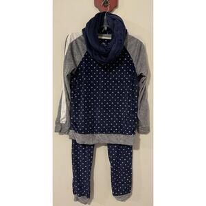 Cuddl Duds Womens Small Blue Soft Lounge Set - Shirt, Joggers, Scarf! A4177